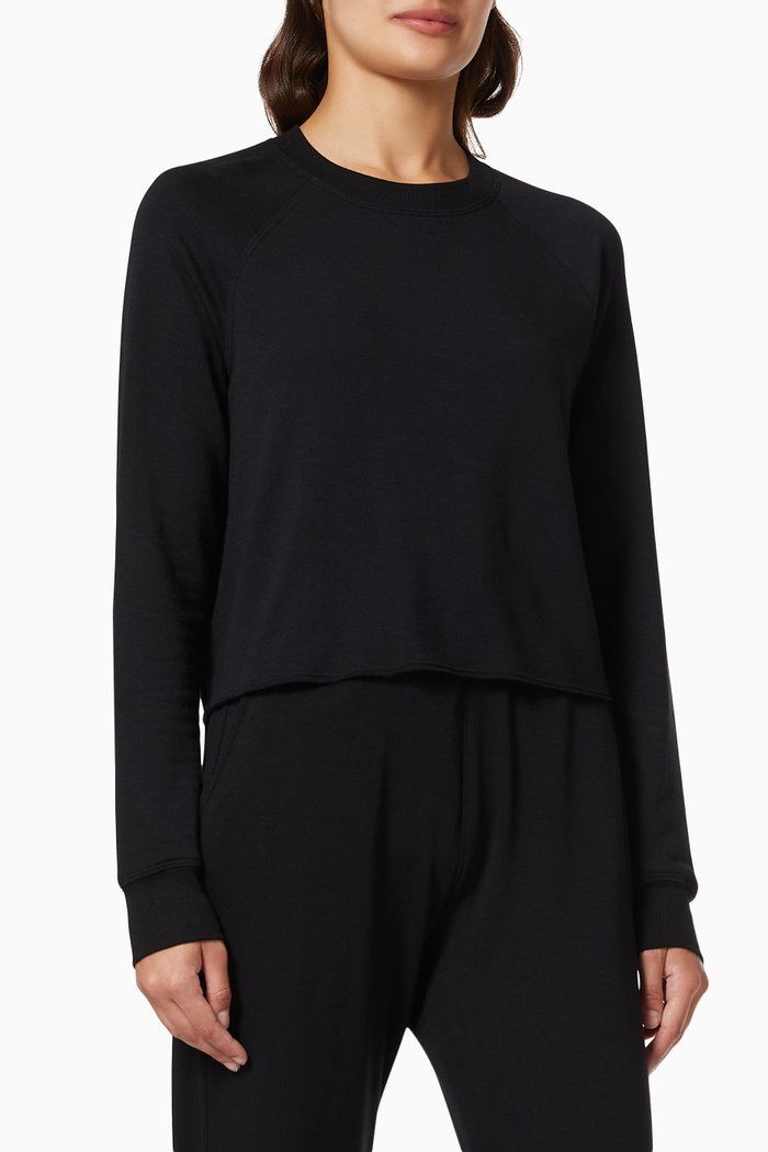 

Warm Up Crop Sweatshirt in Fleece, Black