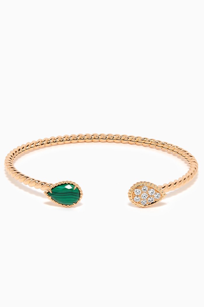

Serpent Bohème Double Motif Diamond & Malachite Bracelet in 18kt Yellow Gold