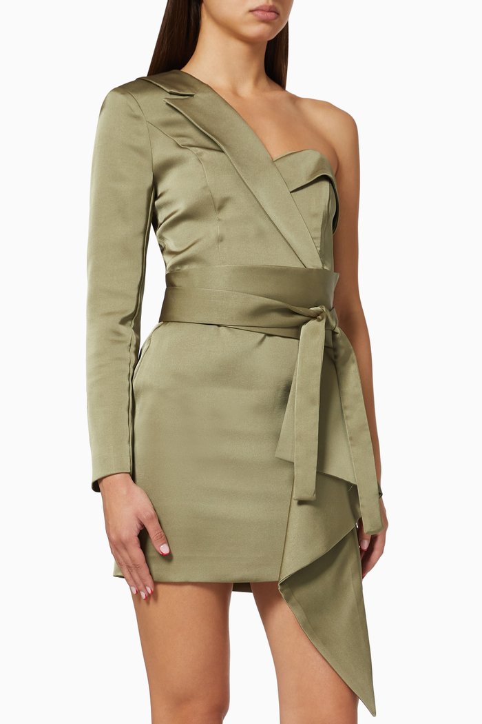 

Mini Blazer Dress in Satin, Green