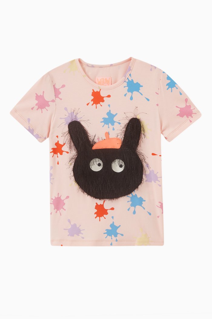 

Art Bunny Paint T-shirt in Knit Viscose, Pink