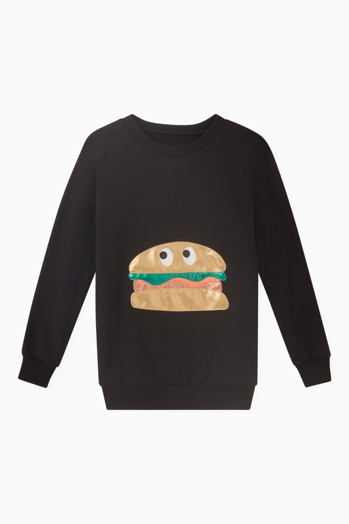 

Burger Sweatshirt in Organic Cotton, Black