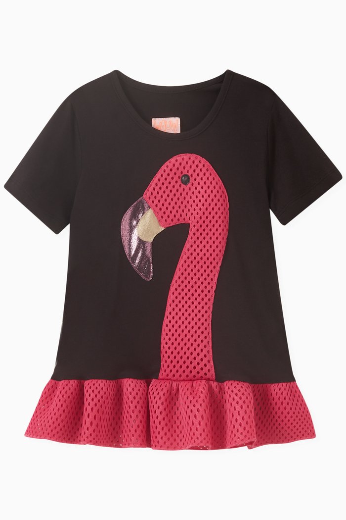 

Elly Flamingo T-shirt in Organic Cotton, Black