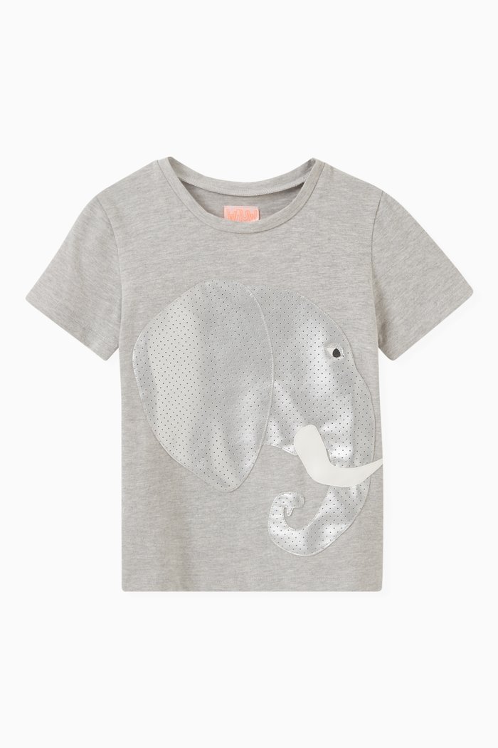 

Jude Elephant T-shirt in Organic Cotton, Grey