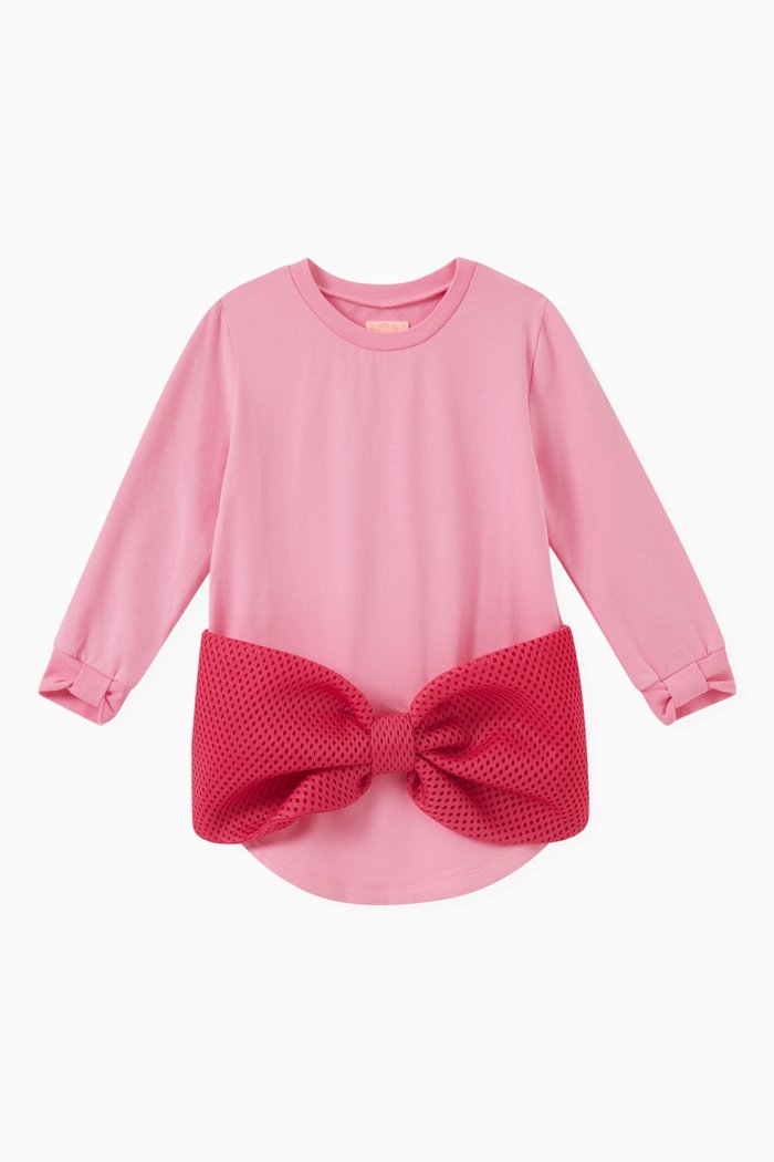 Ursula Bow Dress in Organic Cotton, Pink