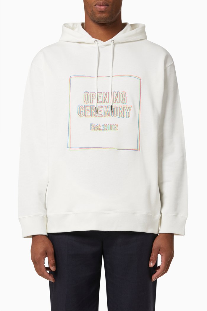 

Box Logo Hoodie in Cotton, White