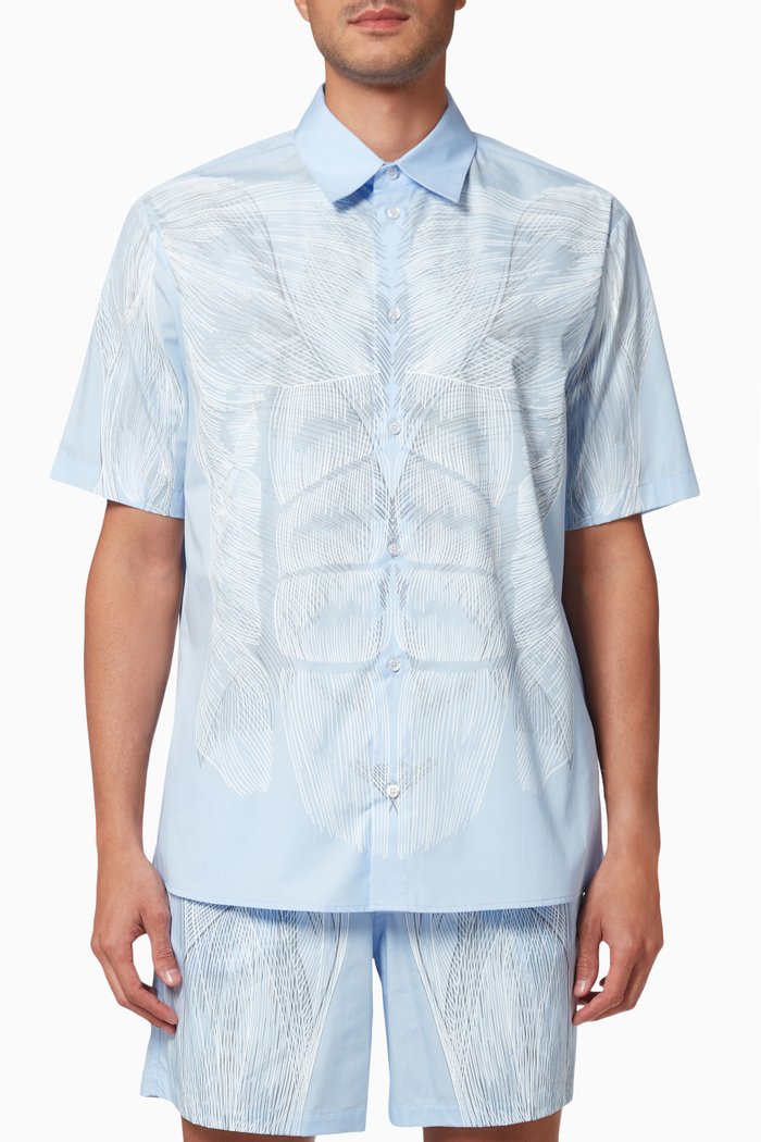 Muscle Print Shirt in Cotton, Blue