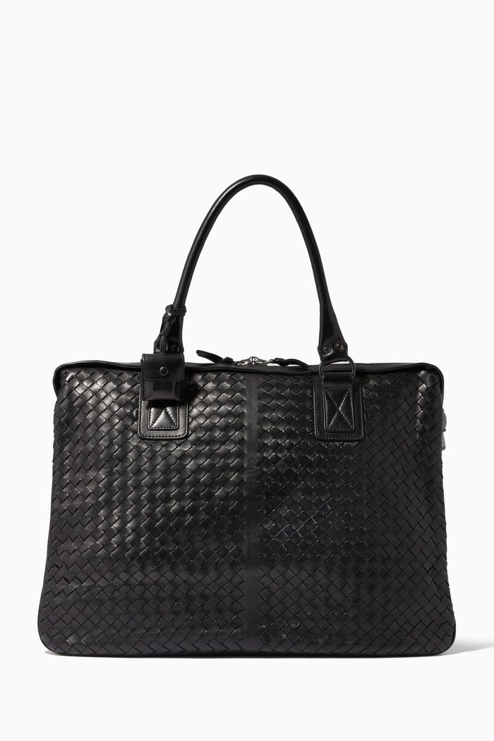 

Large Top Handle Bag in Intrecciato Nappa, Black