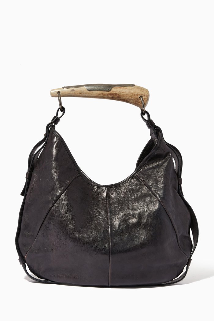 

Mini Mombasa Hobo Bag in Leather, Black
