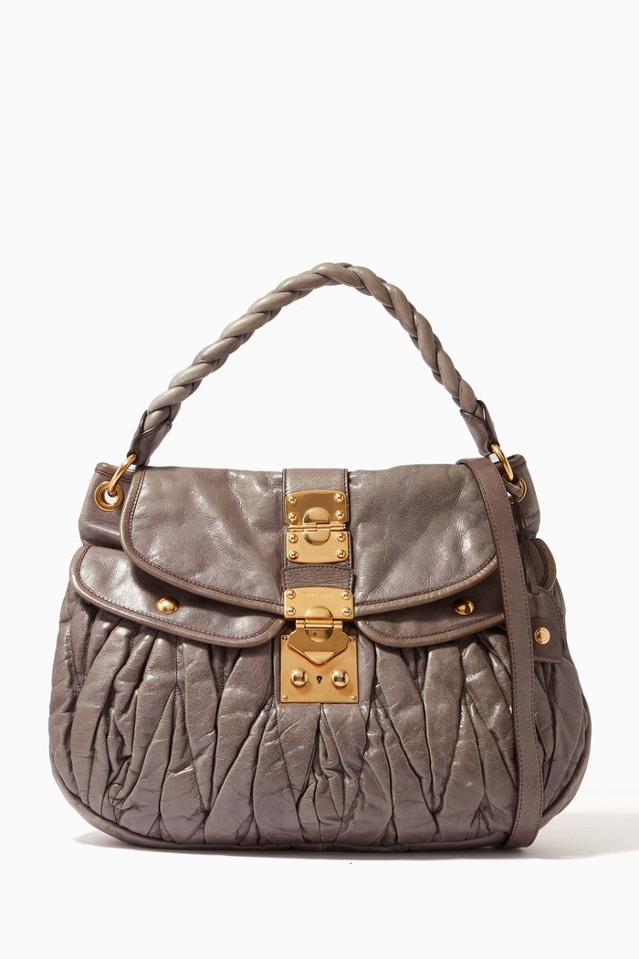 

Hobo Bag in Matelasse Leather, Purple