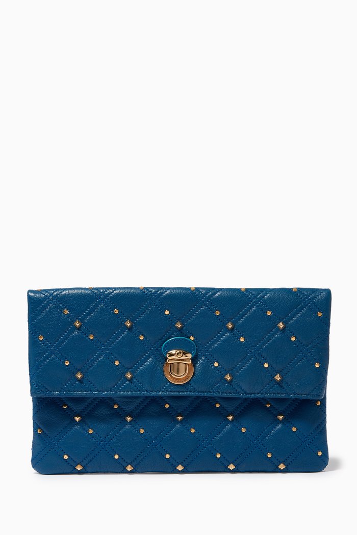 

Studded Eugenie Clutch in Quilted Leather, Blue