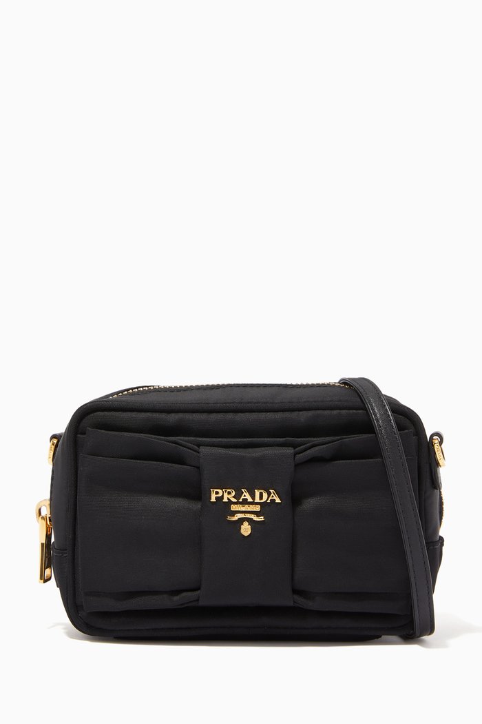 

Bow Crossbody Bag in Tessuto Fiocco Nylon, Black