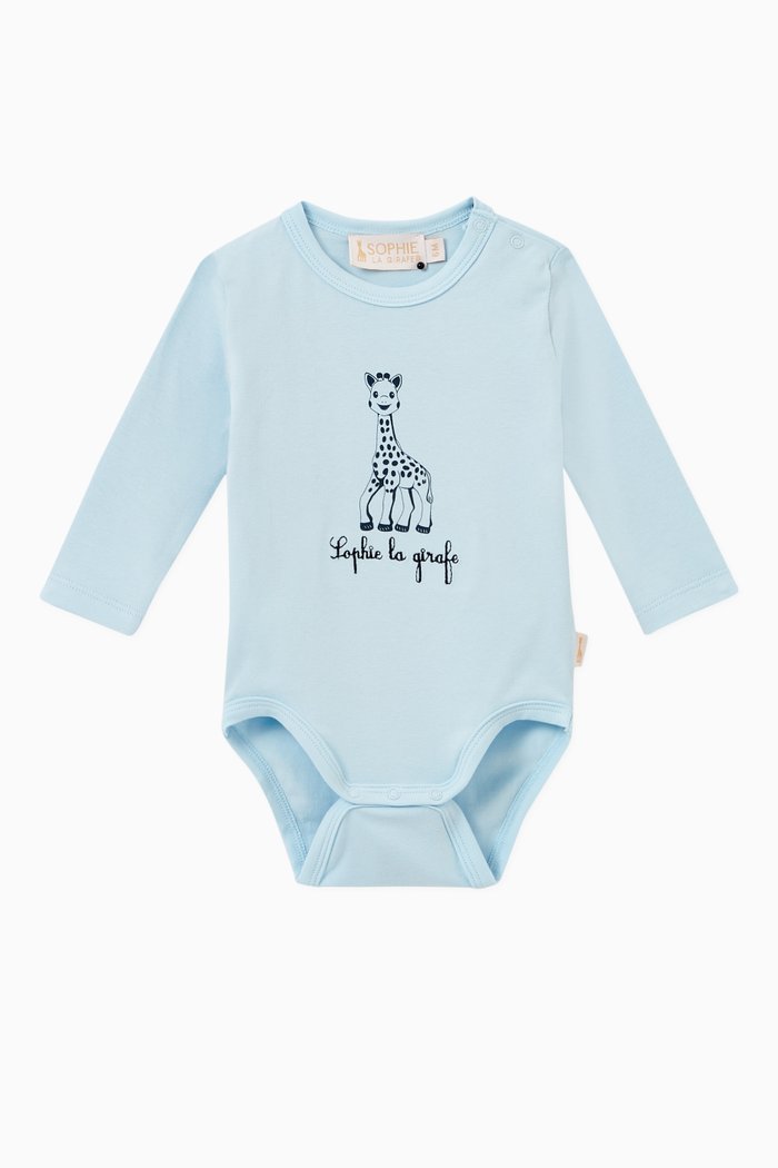 

Giraffe Logo Embroidered Bodysuit in Cotton, Blue