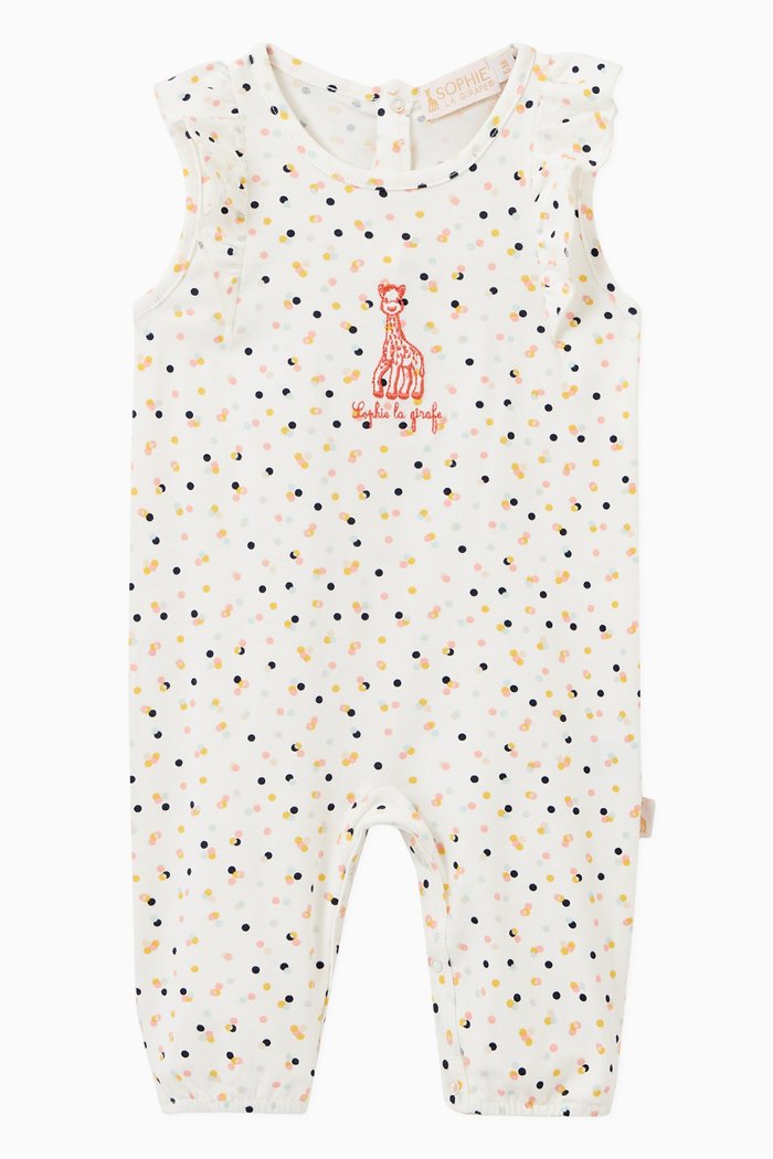 

Polka-Dot Print Romper in Cotton, White
