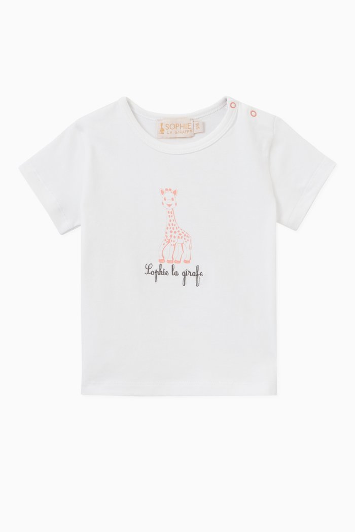 Giraffe Logo Print T-shirt in Cotton, White