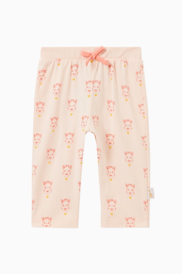 All-over Giraffe Print Sweatpants in Cotton, Orange