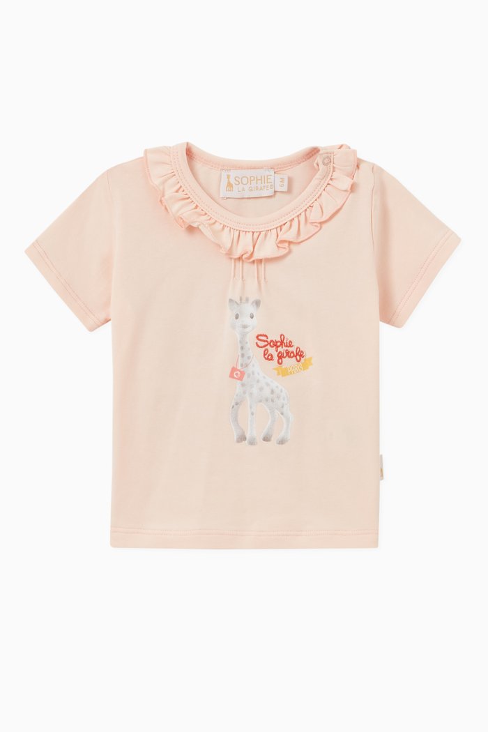 Ruffle Collar T-shirt in Cotton, Orange