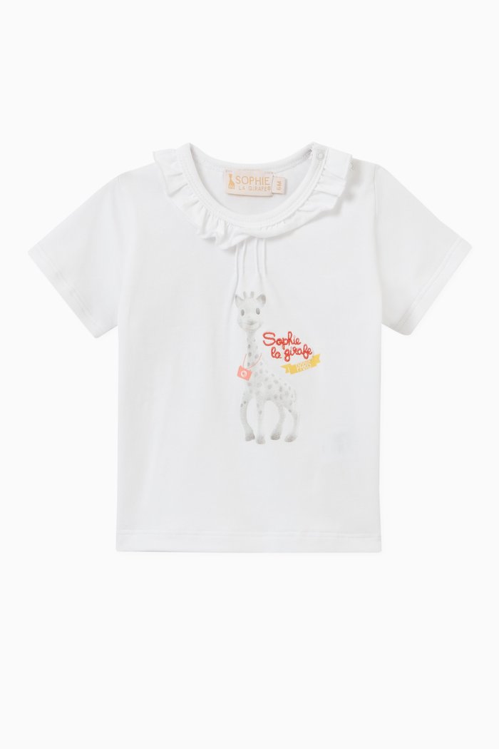 

Ruffle Collar T-shirt in Cotton, White
