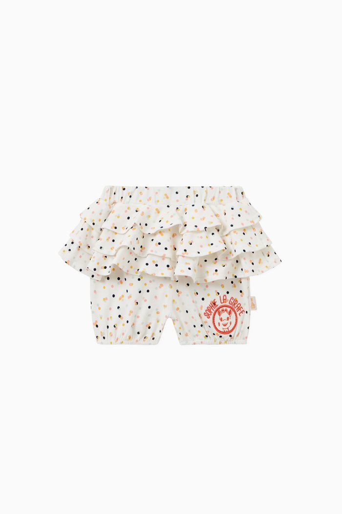 

Multi Polka Print Layered Shorts in Cotton, Multicolour