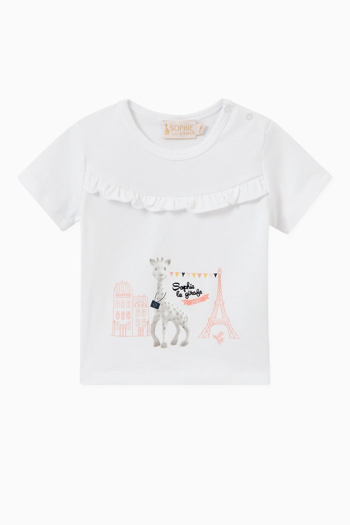 

Ruffle Detail T-shirt in Organic Cotton, White
