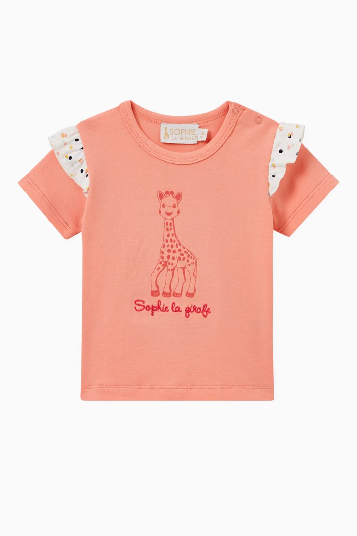 

Ruffle Sleeve T-shirt in Cotton, Pink
