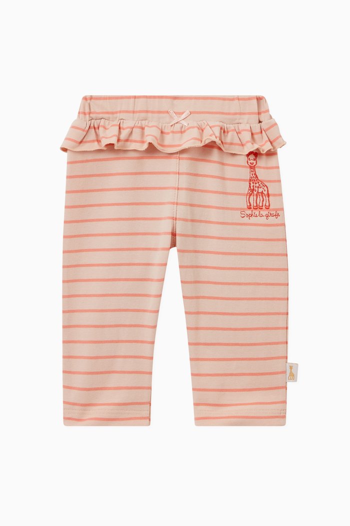 

Stripe Ruffle Waistband Leggings in Cotton, Orange