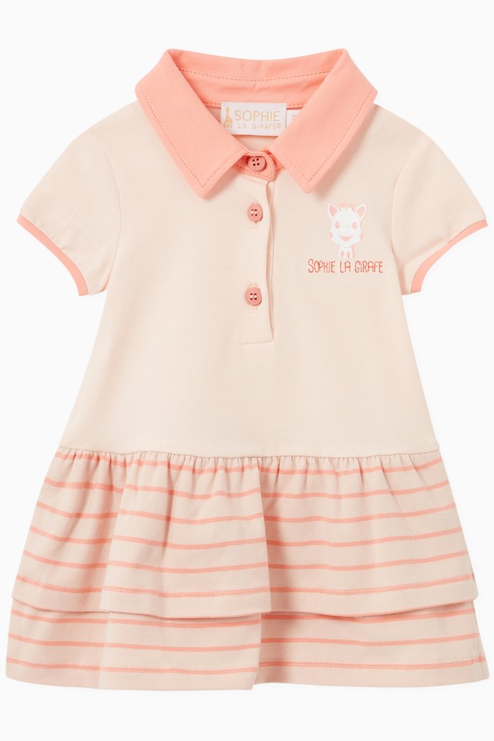

Collar Stripe Pattern Dress in Cotton, Orange