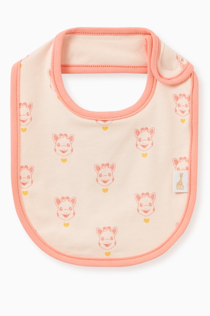 

All-over Giraffe Print Bib in Cotton, Orange