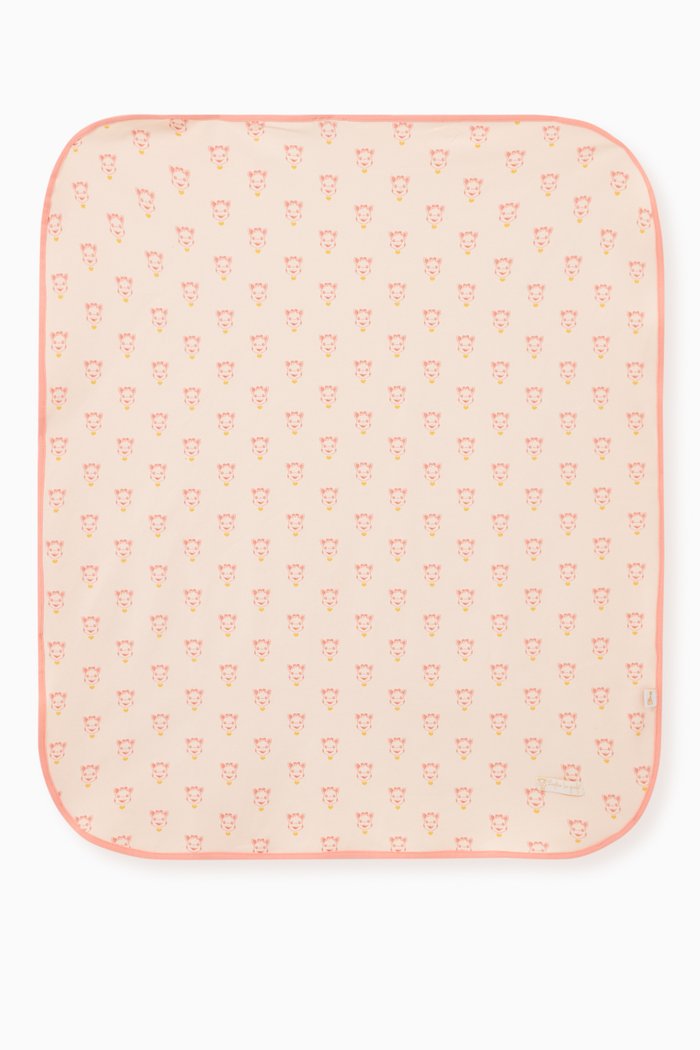 Giraffe Print Blanket in Organic Cotton, Orange