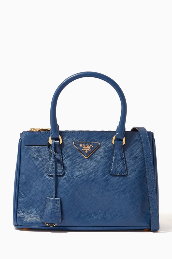 

Small Galleria Tote Bag in Saffiano Leather, Blue