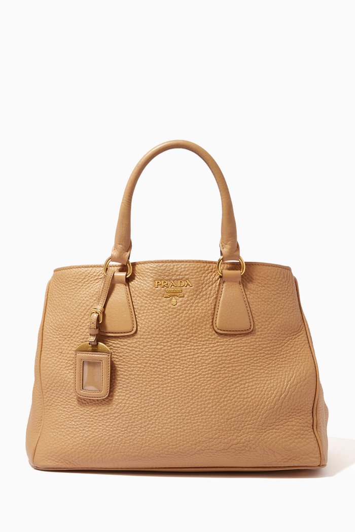 

Open Tote Bag in Vitello Daino Leather, Neutral
