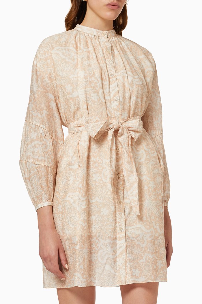 

Pia Mini Dress in Cotton & Silk Voile, Neutral