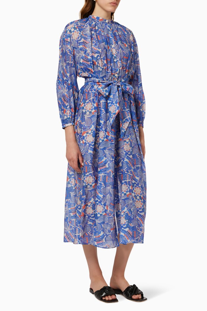 

Bounty Dress in Cotton & Silk Voile, Blue