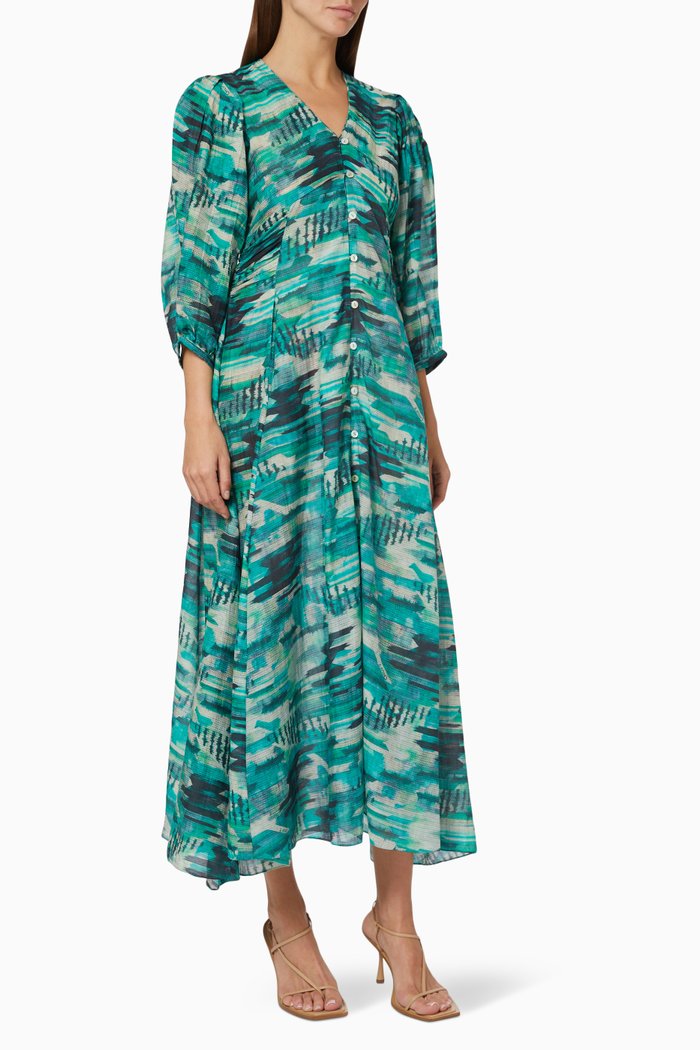 

Alton Maxi Dress in Cotton Silk Voile, Green