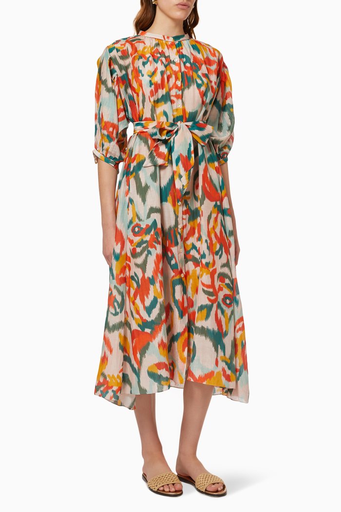 

Ziggy Maxi Dress in Cotton & Silk Voile, Multicolour