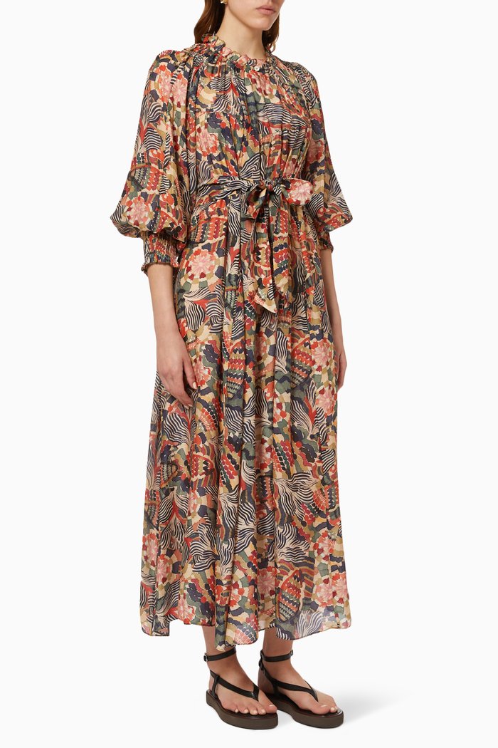 

Bianca Maxi Dress in Satin Cupro Voile, Multicolour