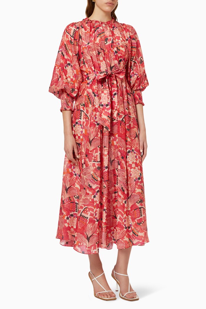 

Bianca Maxi Dress in Satin Cupro Voile, Red