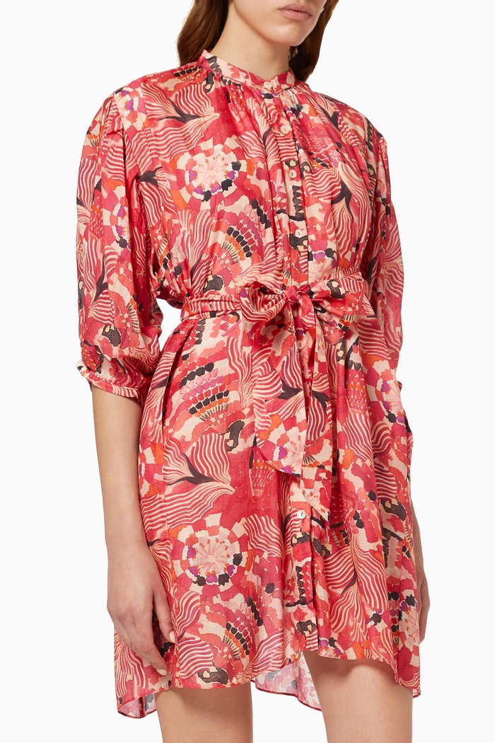 

Ziggy Mini Dress in Cotton & Silk Voile, Red