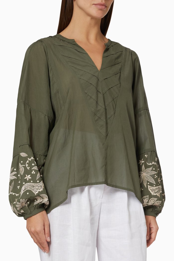 

Cliff Blouse in Cotton Silk Voile, Brown