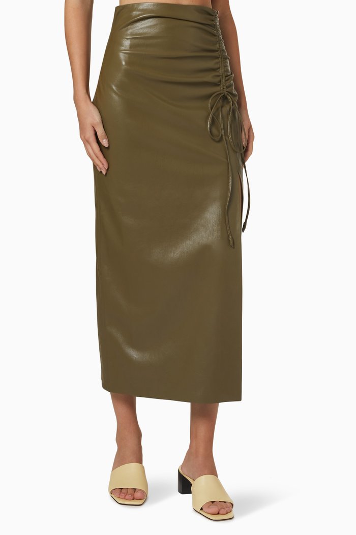 

Malorie Skirt in Vegan Leather, Brown
