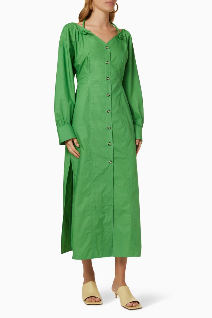 

LO Off-The-Shoulder Dress in Cotton, Green