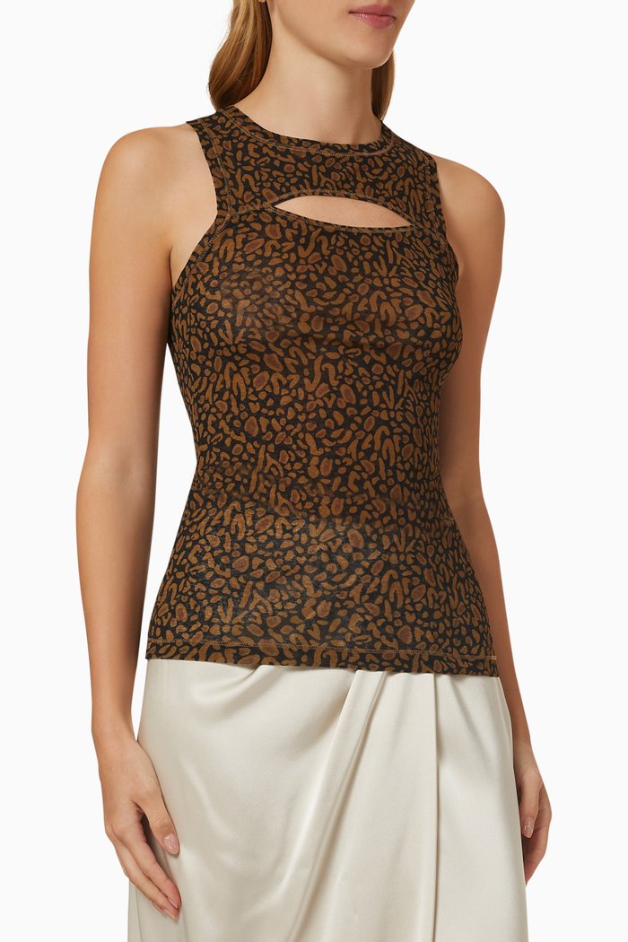 

Lio Top in Mesh Jersey, Brown
