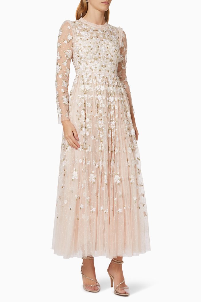 

Camellia Ditsy Ankle Gown in Tulle, Pink