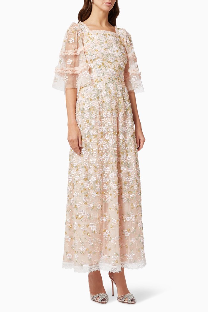 

Pretty Petals Ankle Gown in Tulle, Pink