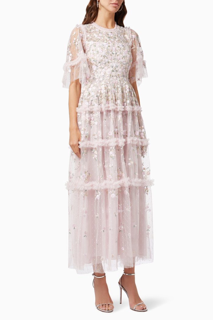 

Martha Ditsy Ankle Gown in Tulle, Pink