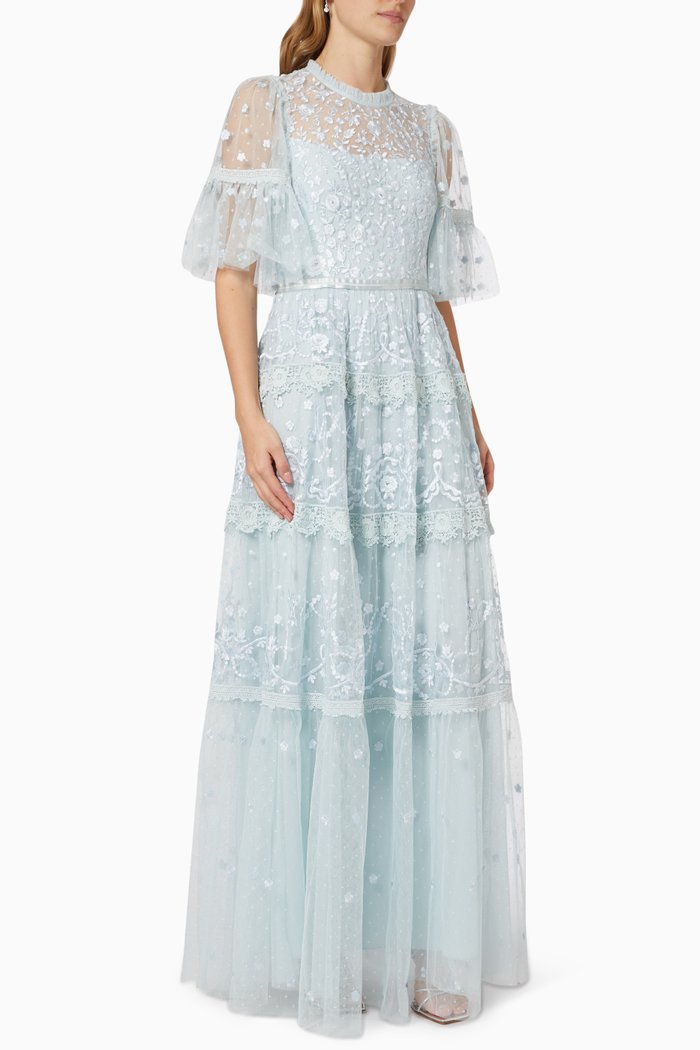 

Midsummer Lace Gown in Tulle, Blue