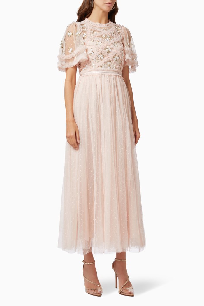 

Ophelia Bodice Ankle Gown in Tulle, Pink