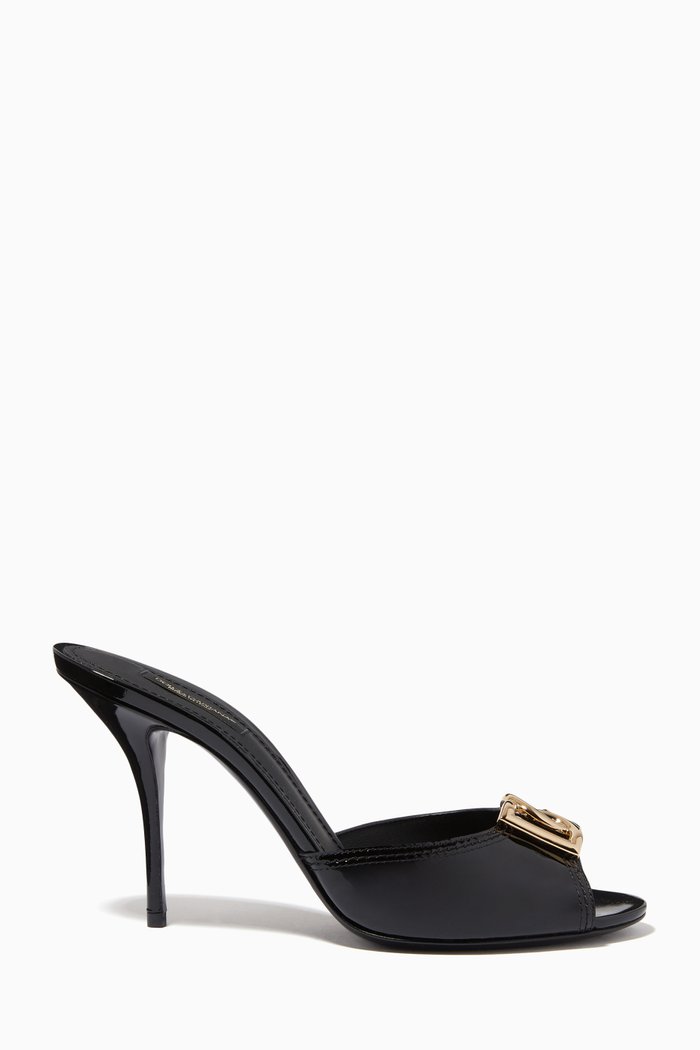 

Keira 75 Mules with DG in Patent Leather, Black