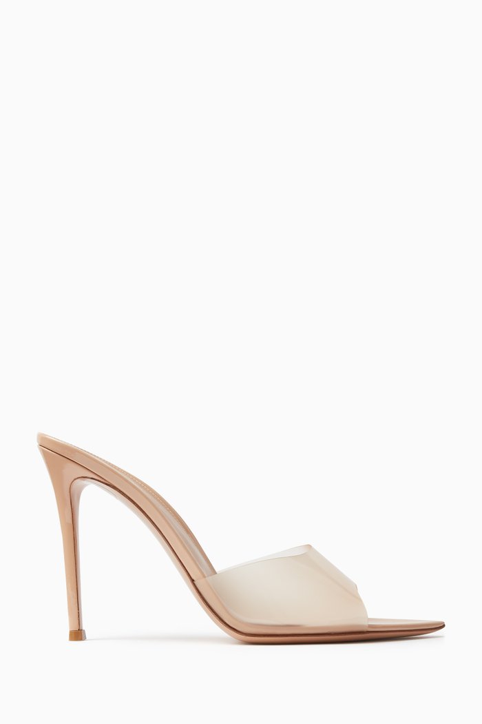 

Elle 105 Mules in Patent Leather & Plexi, Neutral