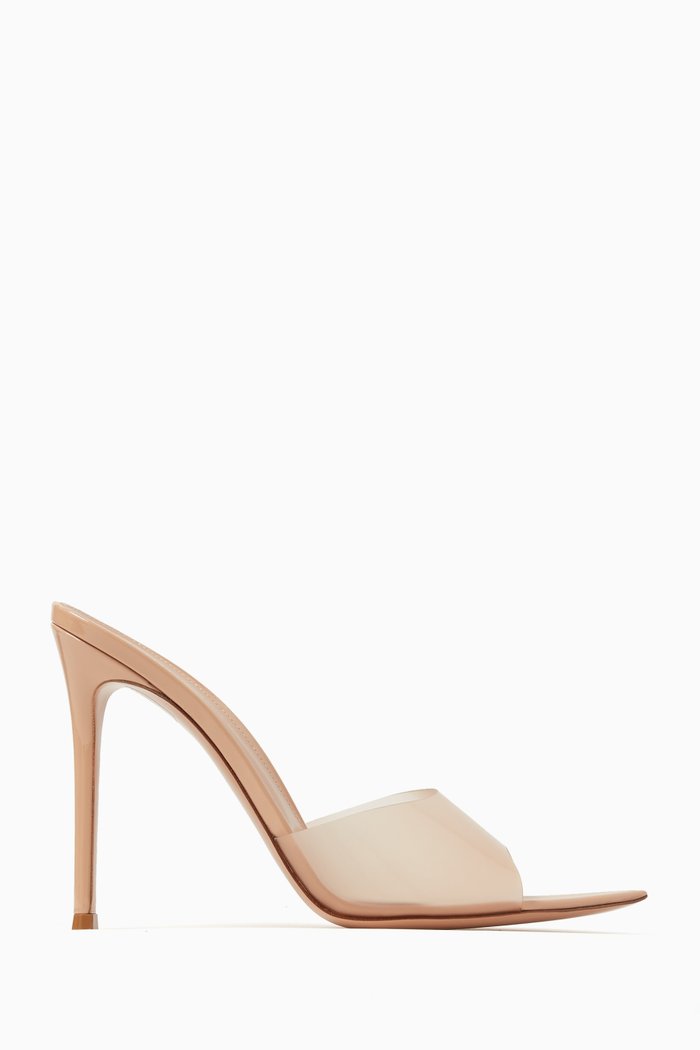 

Elle 105 Mules in Patent Leather & Plexi, Neutral
