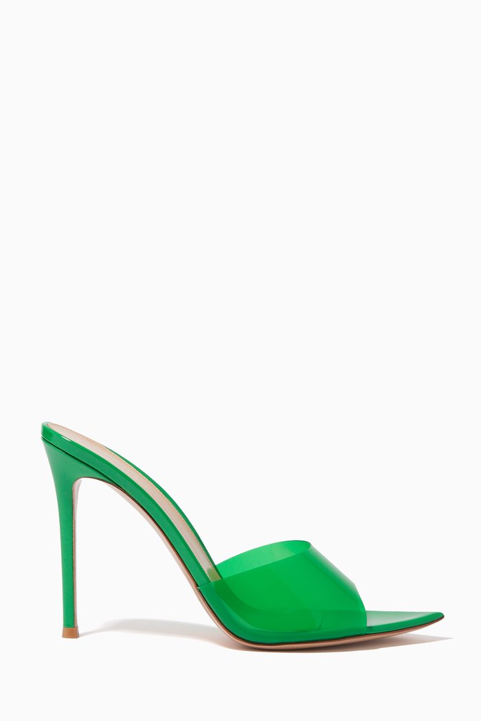 

Elle 105 Mules in Patent Leather & Plexi, Green